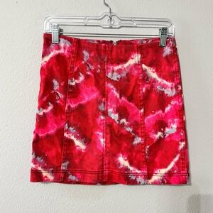 Free People Modern Femme Mini Tie-Dye Denim Skirt